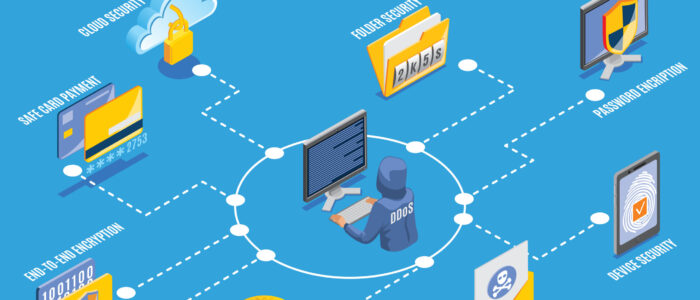 Cyber Security Infographics Cyber security infographics isometric layout with password encryption cloud technology email virus attack safe card payment elements vector illustration